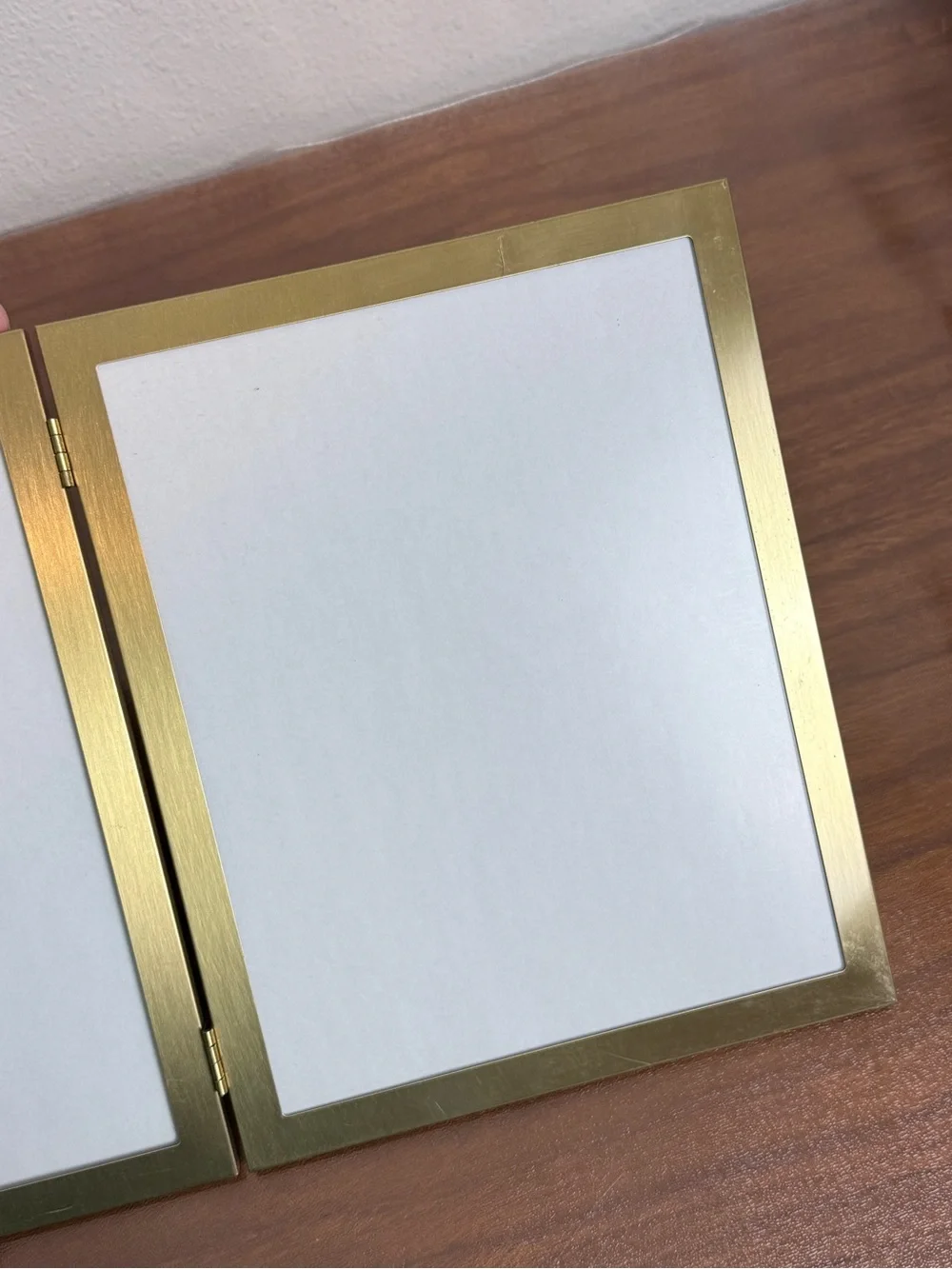Vintage Brass Gold-Tone Double 8x10s Photo Frame Folding Tabletop